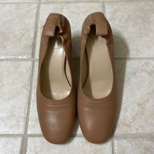 Everlane The Day Heel Pecan Stacked Leather Pumps Size 7.5